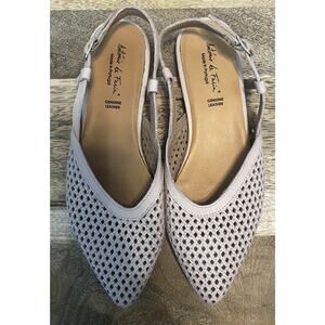 Antonio de Faria Slingback Flats 39/8.5 Pink Leather Woven Pointed Toe Portugal